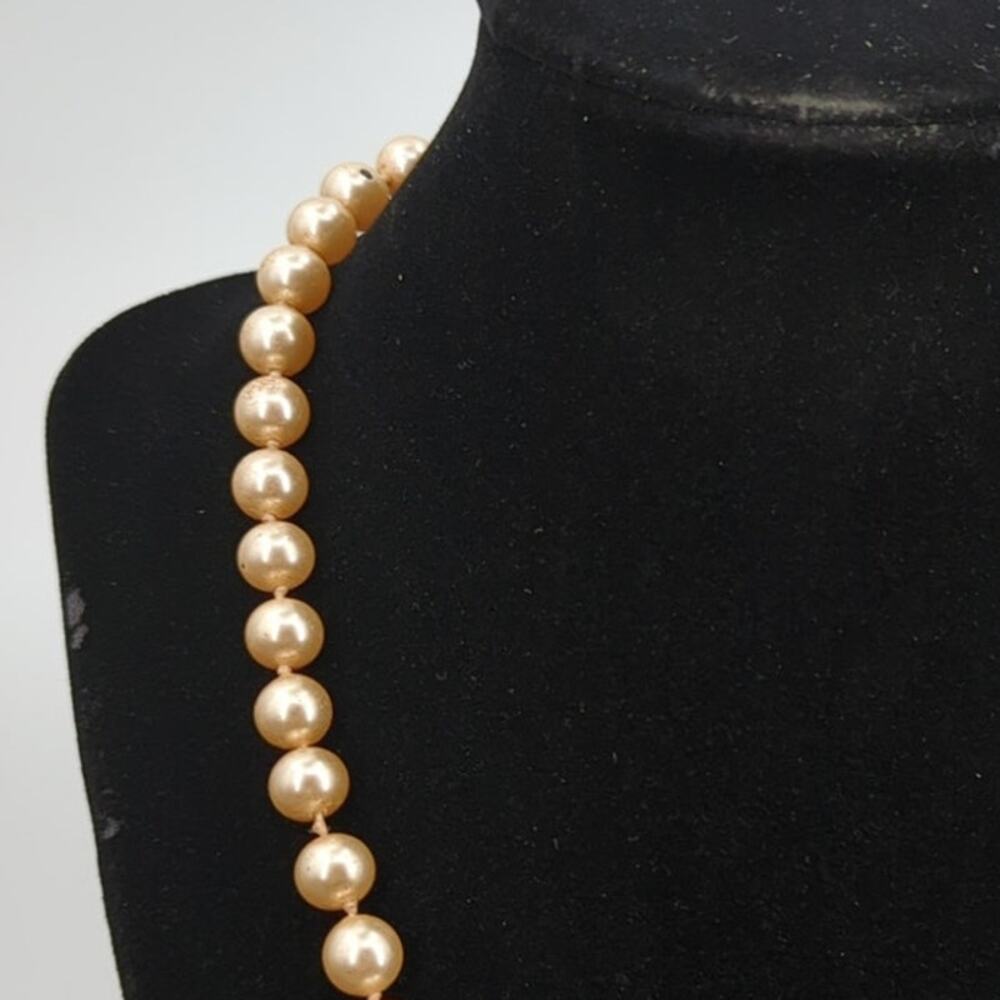 Vintage Napier Knotted Faux Pearl Necklace Gold-Tone Filigree Clasp